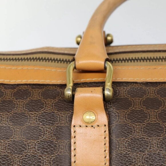 CELINE Macadam Canvas Boston Bag PVC Leather Brown Auth - Picture 11 of 16